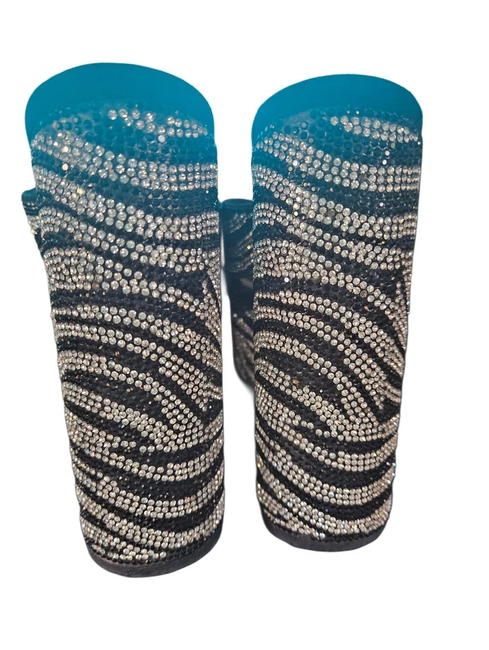 London Rag Rhinestone Zebra Platform Mules 7